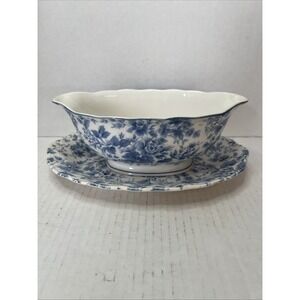 Rare Nikko Blossoms Time Tea Roses Gravy Boat with Underplate